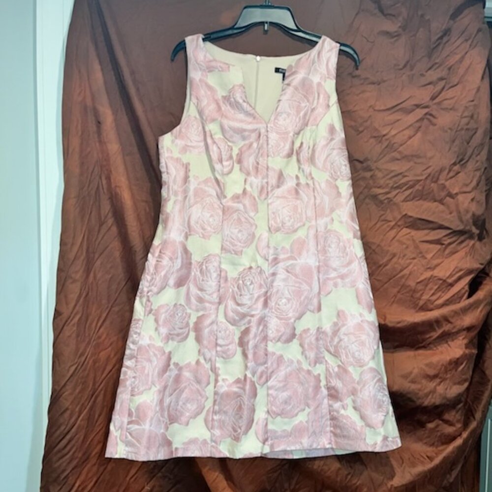 Roz & Ali Sleeveless Dress Pink Cream Size 14 with Pockets